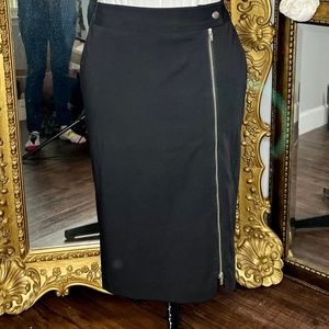 Apostrophe Zipper A-Line Black Business Skirt